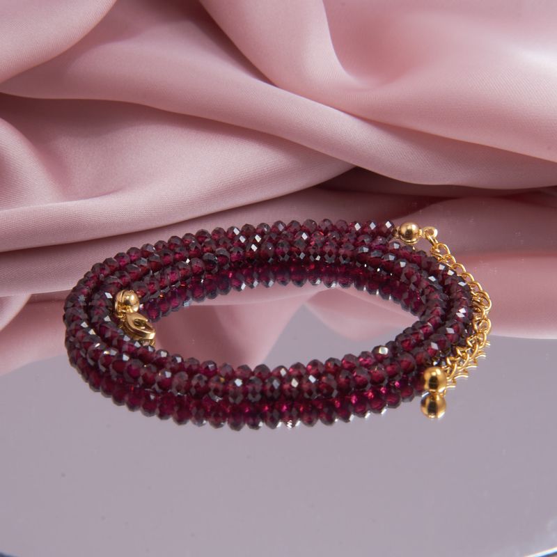 Preview: Facettierte Granatkette rot mit Verlängerung